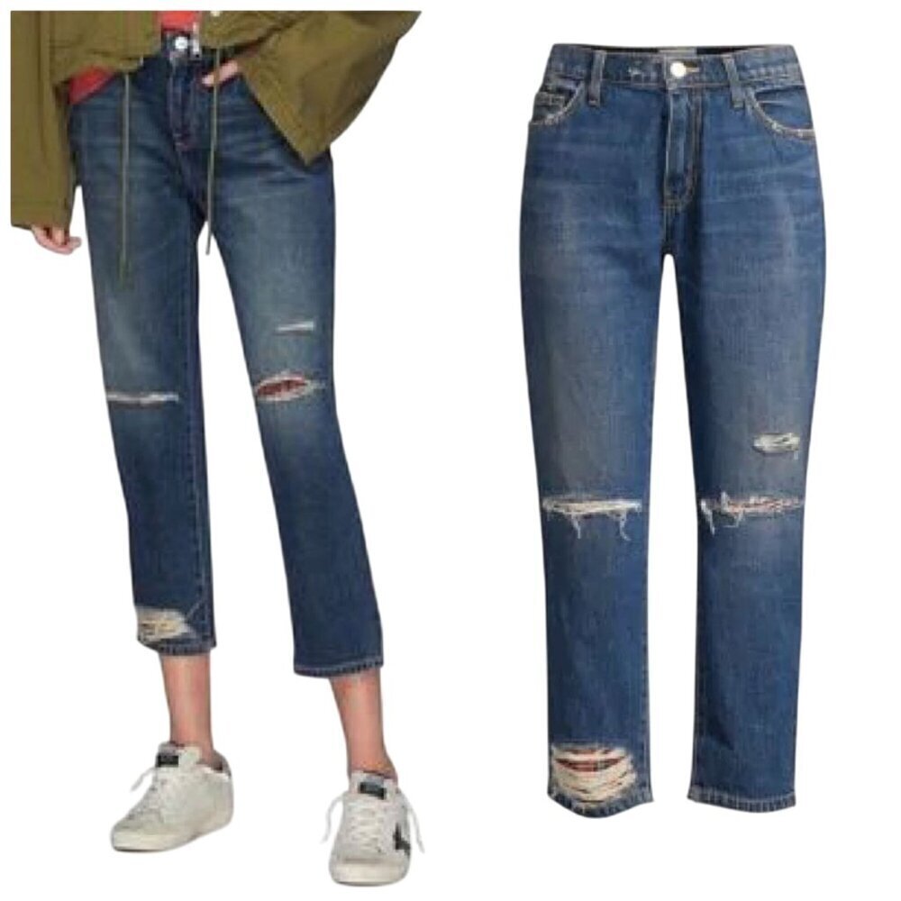 Current/Elliott The Repaired Fling Distressed Crop Jeans size 26, New with Tag